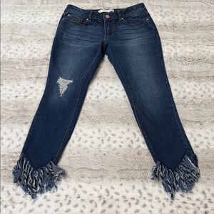 Cato Est. 1946 Mid-Rise Denim Fringe Frayed Jeans  Blue Jeans Size 2J
